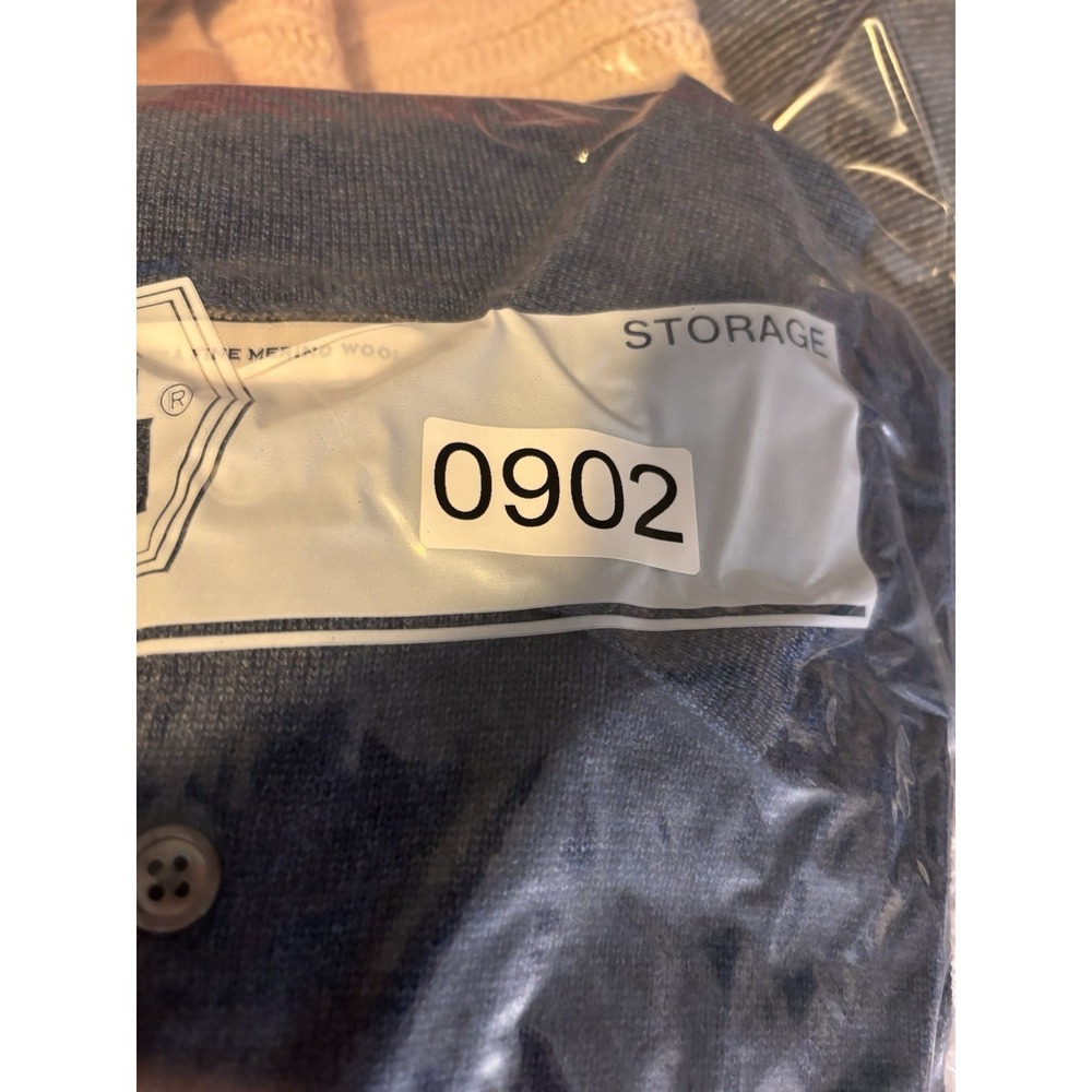 Joseph Aboud Men's Collared Polo 100% Merino Wool Pullover Sweater Blue/Gray L - Picture 8 of 8
